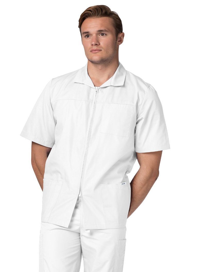 Clearance Adar Universal Mens Short Sleeve Zippered Scrub Jacket
