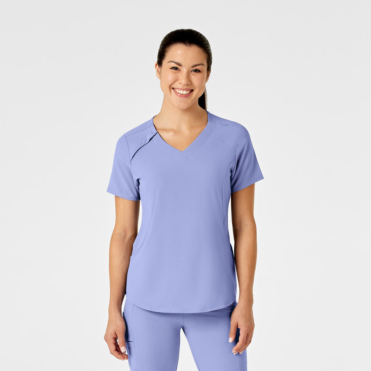 WonderWink Renew Zip Accent Scrub Top