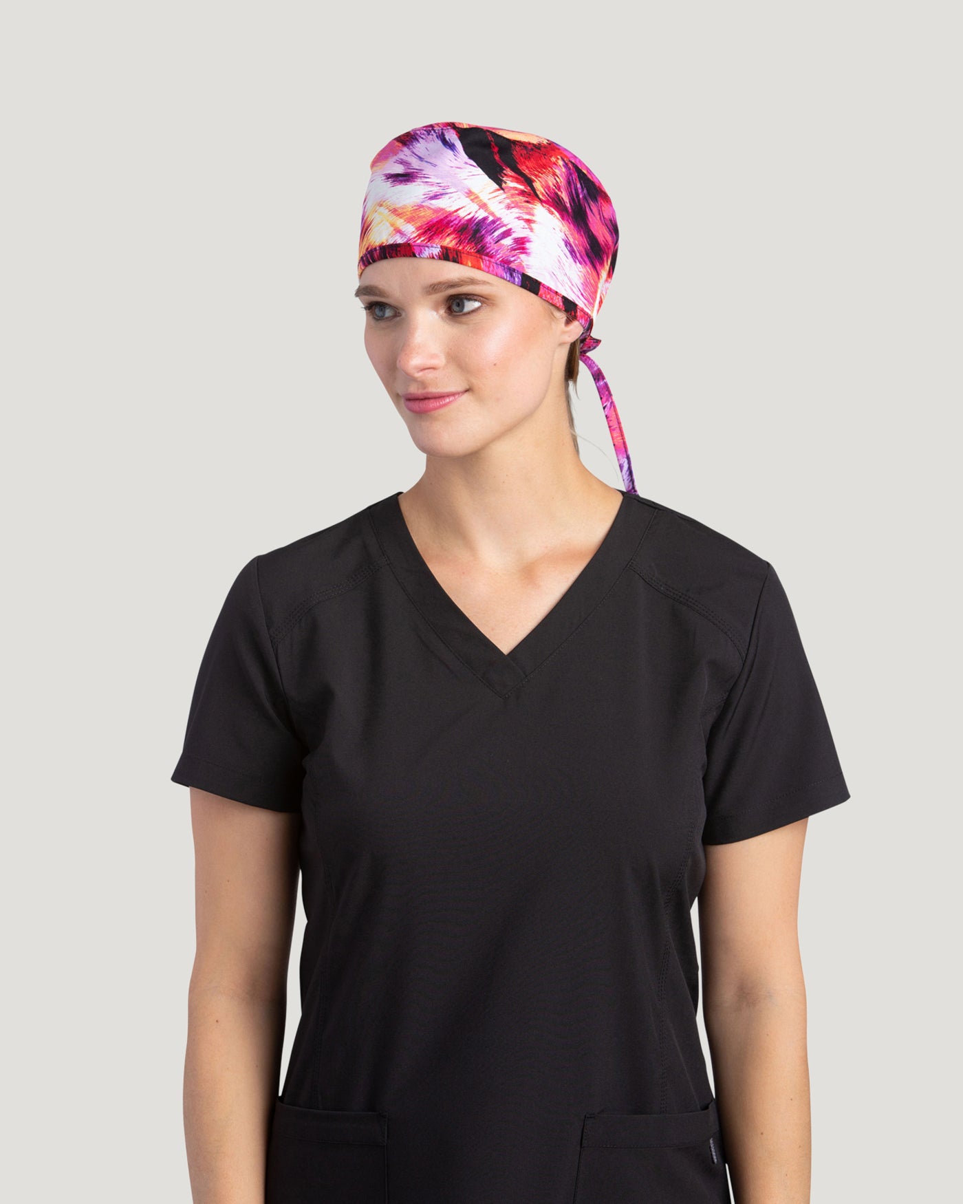 White Cross Fit Leopard Inferno Printed Scrub Cap