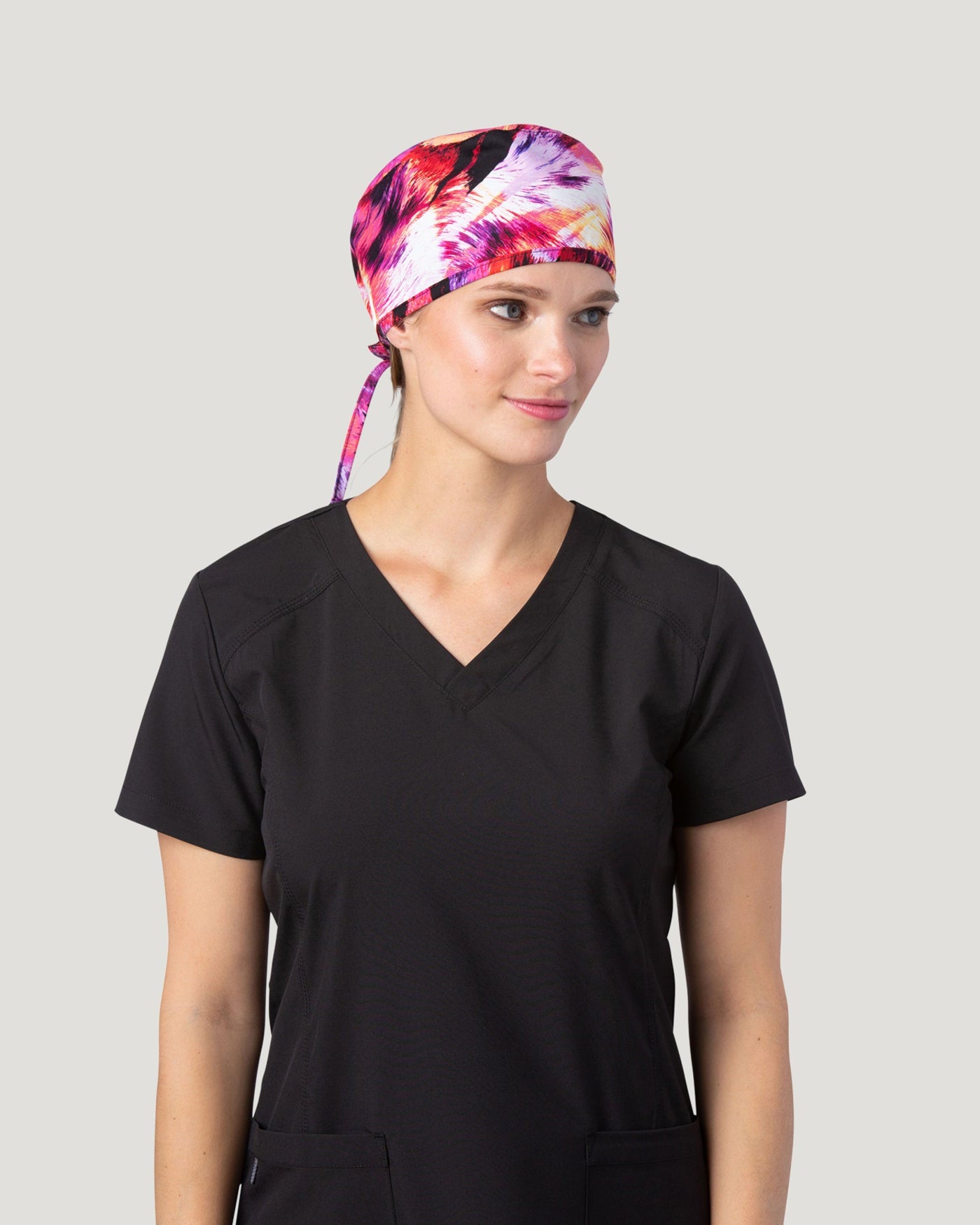 White Cross Fit Printed Scrub Cap