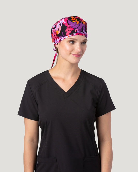 White Cross Fit Printed Scrub Cap