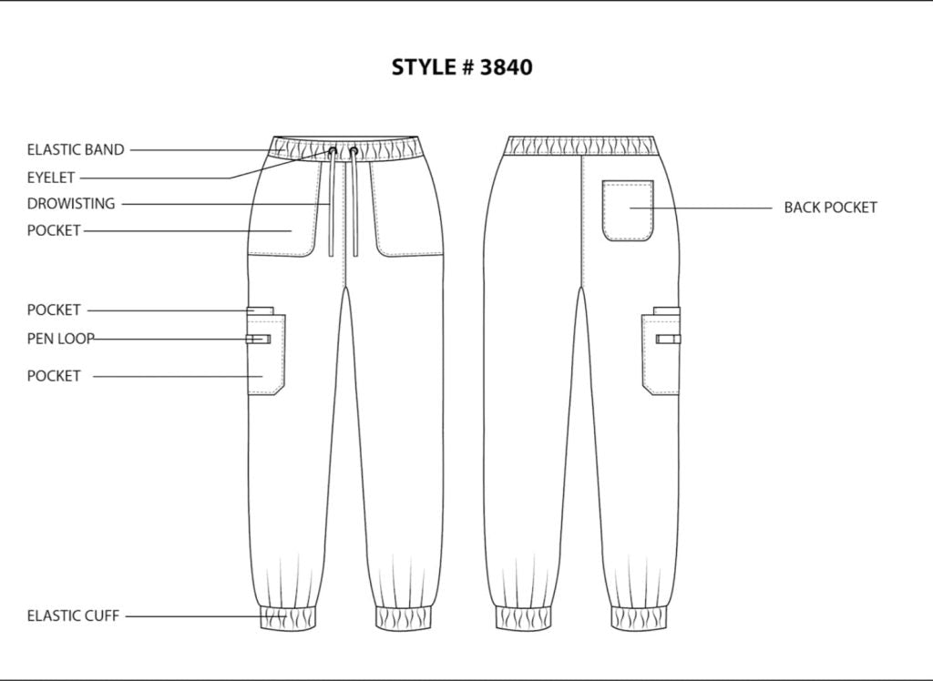 Pepino Uniforms Unisex Multi Cargo Pocket Elastic Jogger Scrub Pants