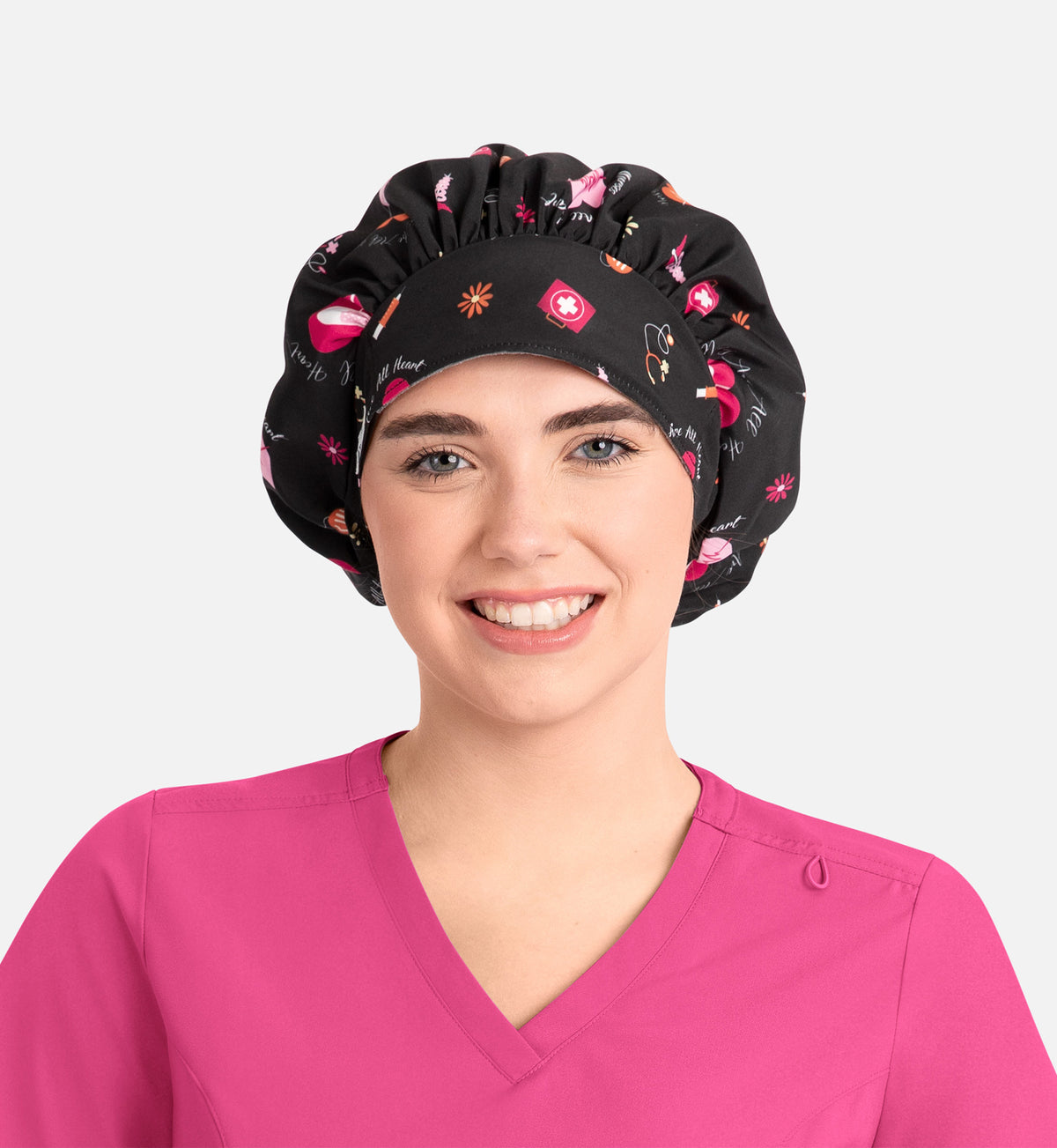 Maevn Unisex Printed Bouffant Scrub Cap