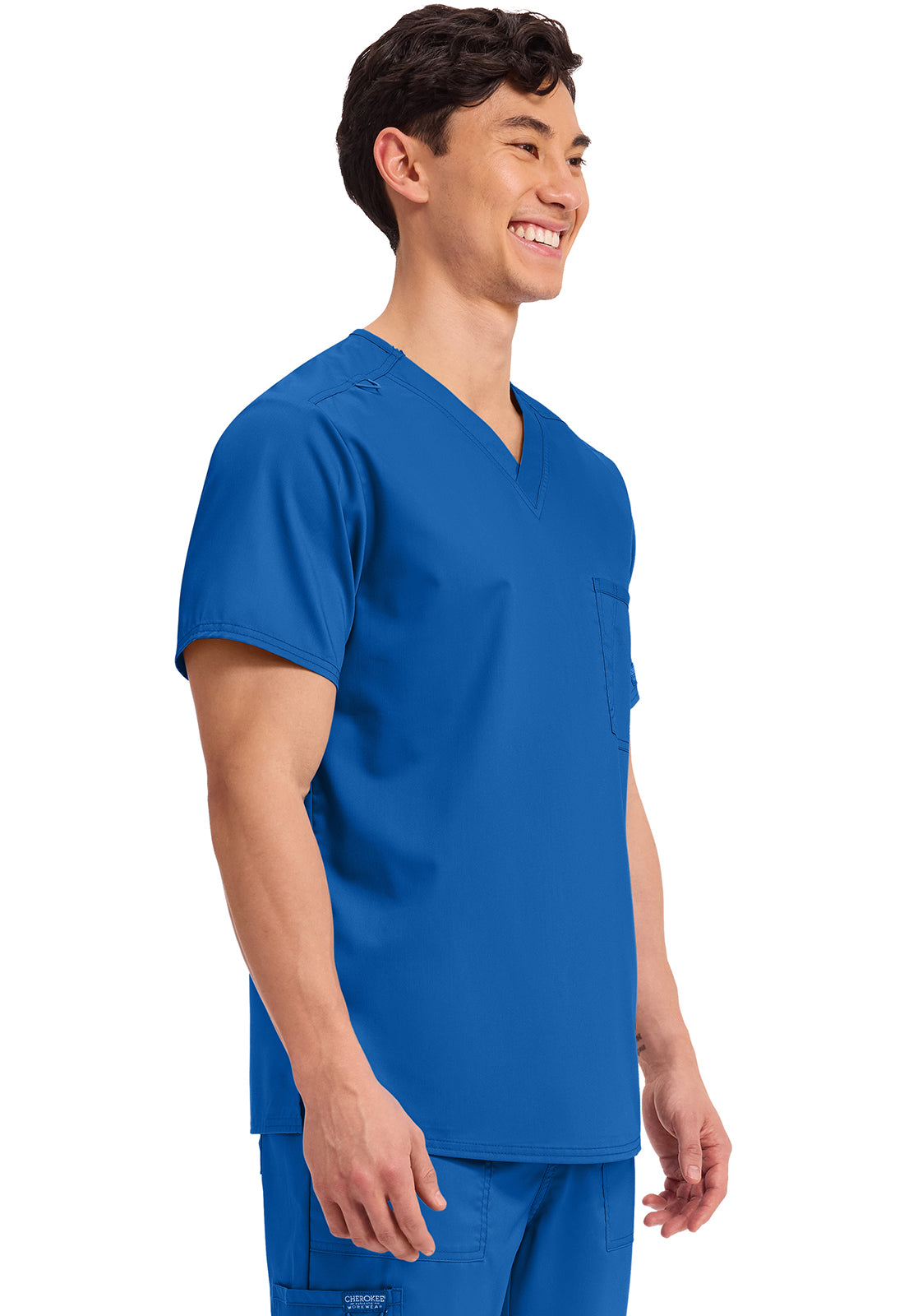 Cherokee Workwear Revolution Unisex 1-Pocket Tuck In V-Neck Scrub Top with NYC Health + Hospitals | Nursing Logo