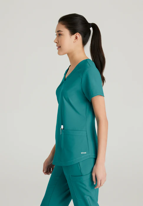 Grey's Anatomy Evolve Stretch Rhythm 2-Pocket Piped V-Neck Scrub Top
