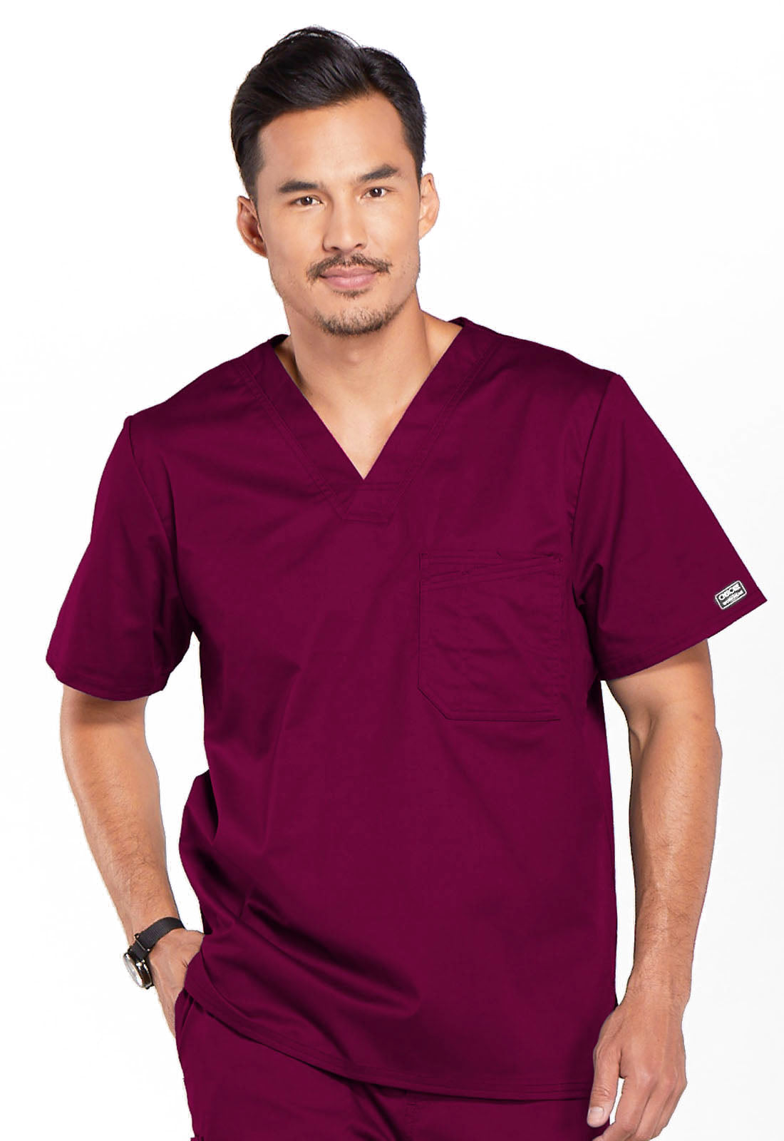 Haut de travail Cherokee Workwear Core Stretch pour homme, col en V, une poche, à rentrer dans le pantalon