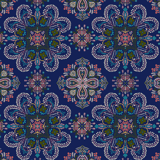 Cherokee Prints Boho Medallion V-Neck Printed Scrub Top