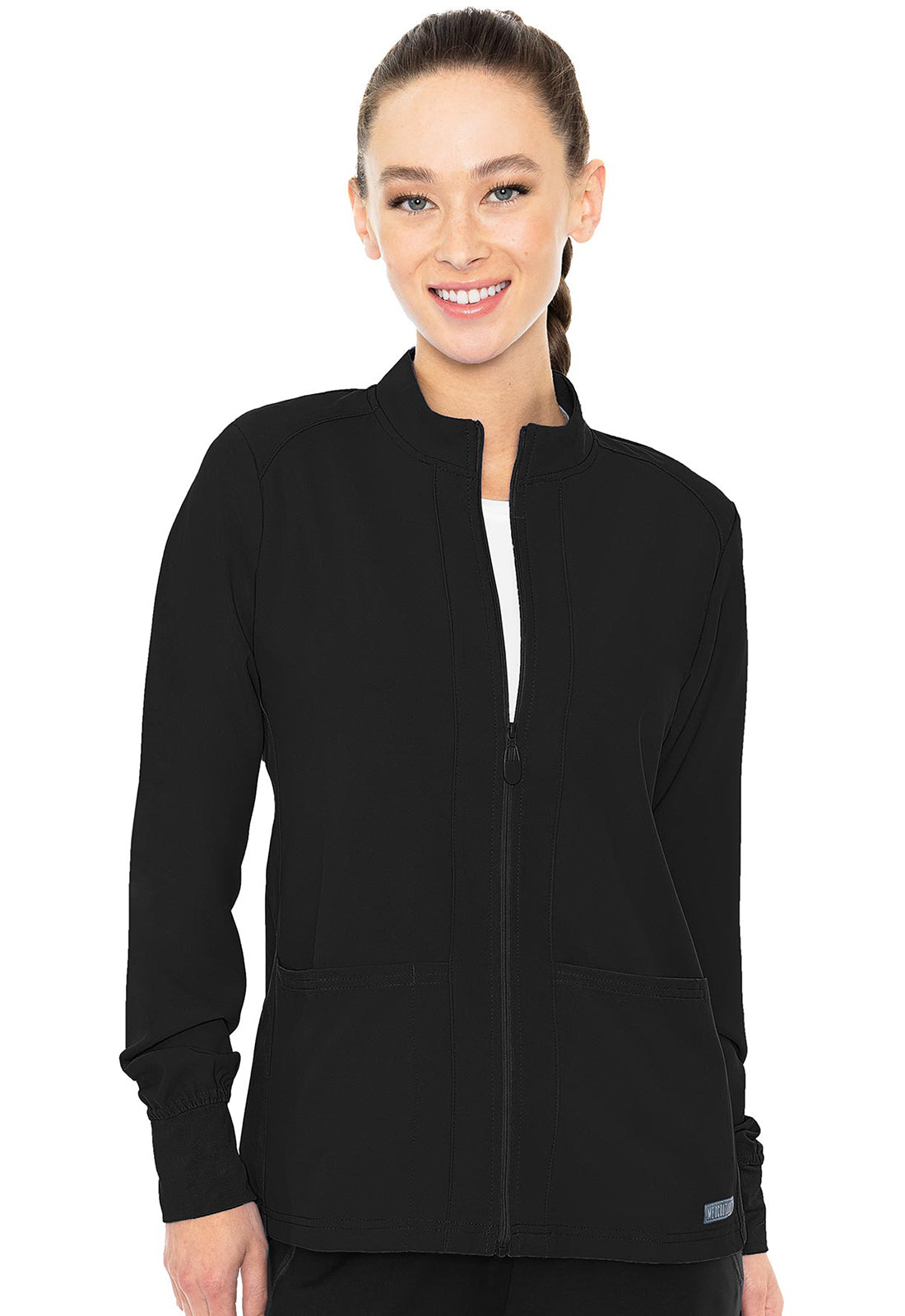 Med Couture Insight Zip Front Warm-Up With Shoulder Yokes Scrub Jacket