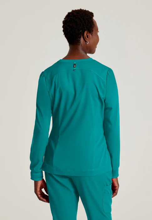 Grey's Anatomy Spandex Stretch Millie 3-Pocket Princess Line Warm-Up Crewneck Scrub Jacket
