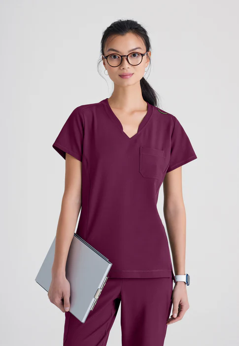 Grey's Anatomy Evolve Stretch Sway 1-Pocket Banded V-Neck Tuck-In Scrub Top