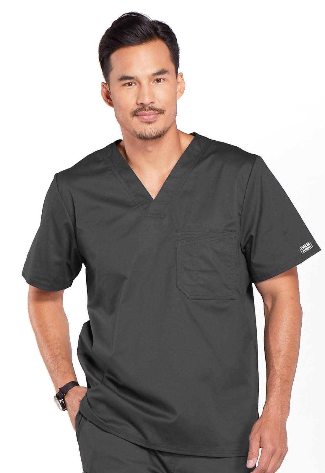 Haut de travail Cherokee Workwear Core Stretch pour homme, col en V, une poche, à rentrer dans le pantalon