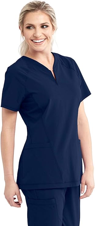 Barco One 2-Pocket Zip V-Neck Perforated Raglan Scrub Top