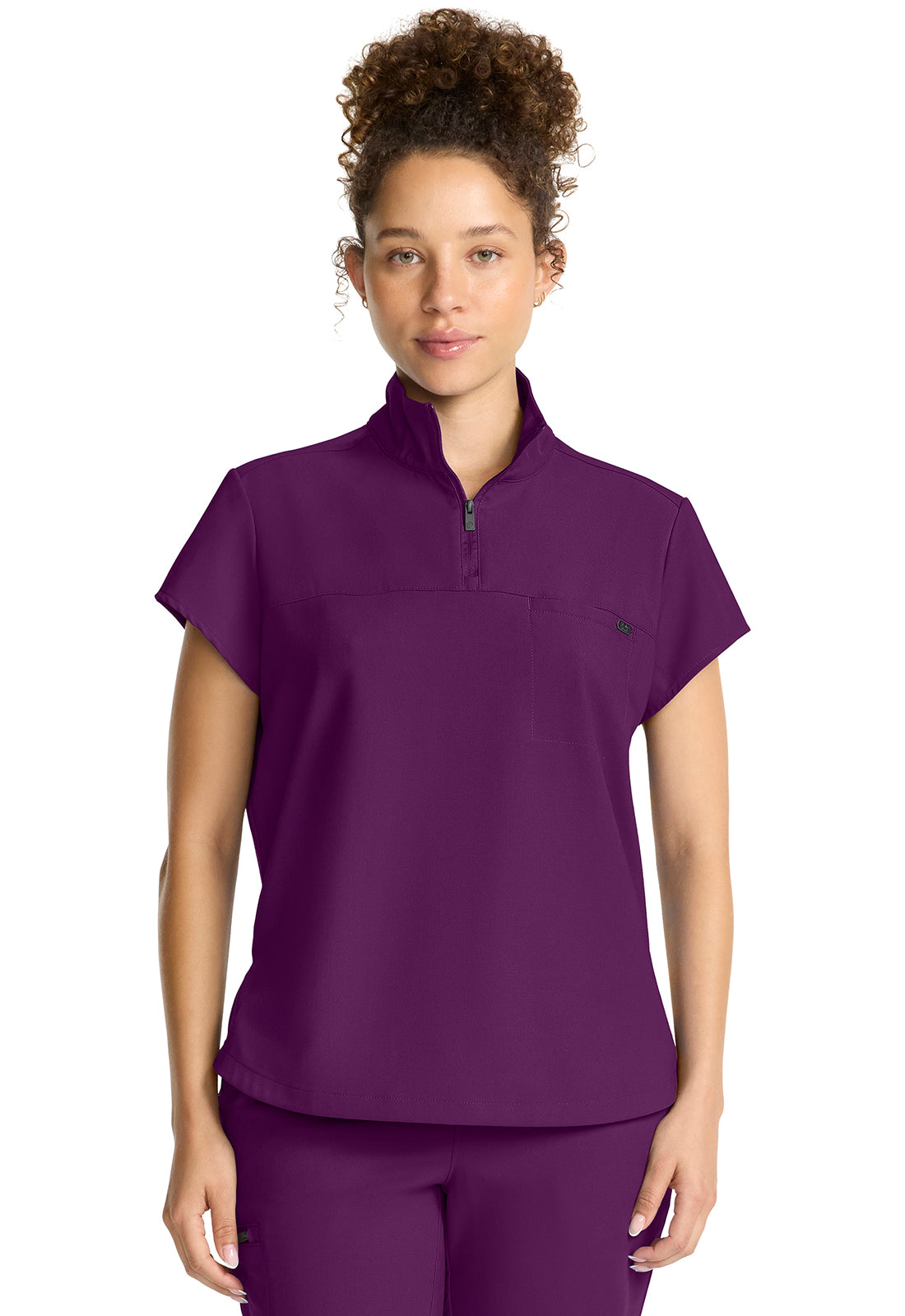 Healing Hands Quest Bella Partial Zip Stand Collar Tuck In Scrub Top