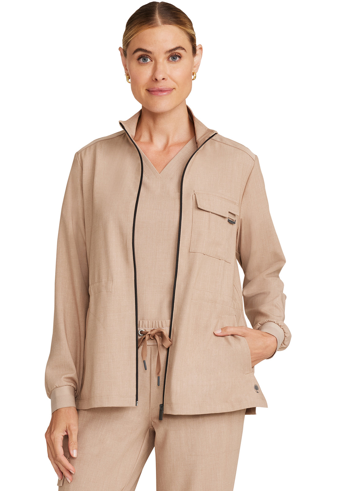 Chaqueta médica utilitaria con cremallera frontal Healing Hands Quest