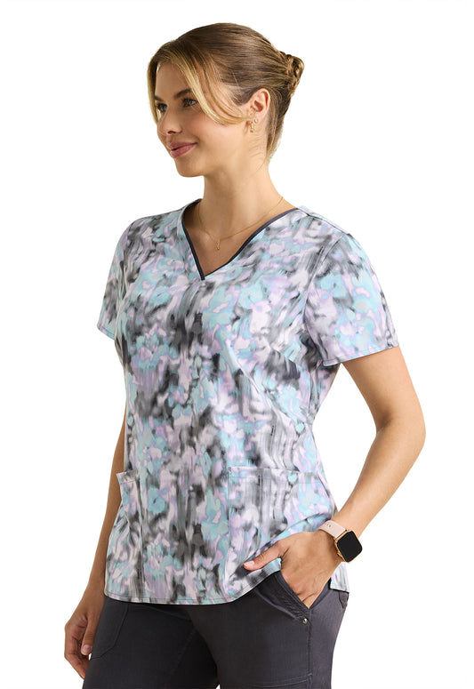 Healing Hands Purple Label Color Flow Printed Amanda Scrub Top