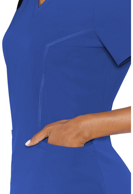 Clearance Med Couture Peaches Double V-Neck Scrub Top