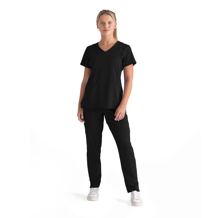 Blusa médica con cuello en V curvo Serena de licra elástica de Grey's Anatomy