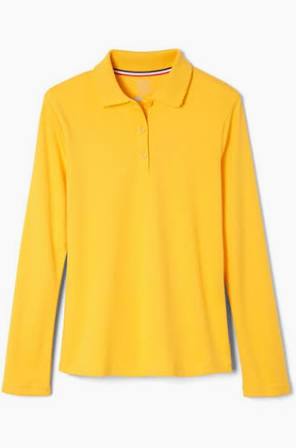 French Toast Girls Long Sleeve Interlock Polo with Picot Collar