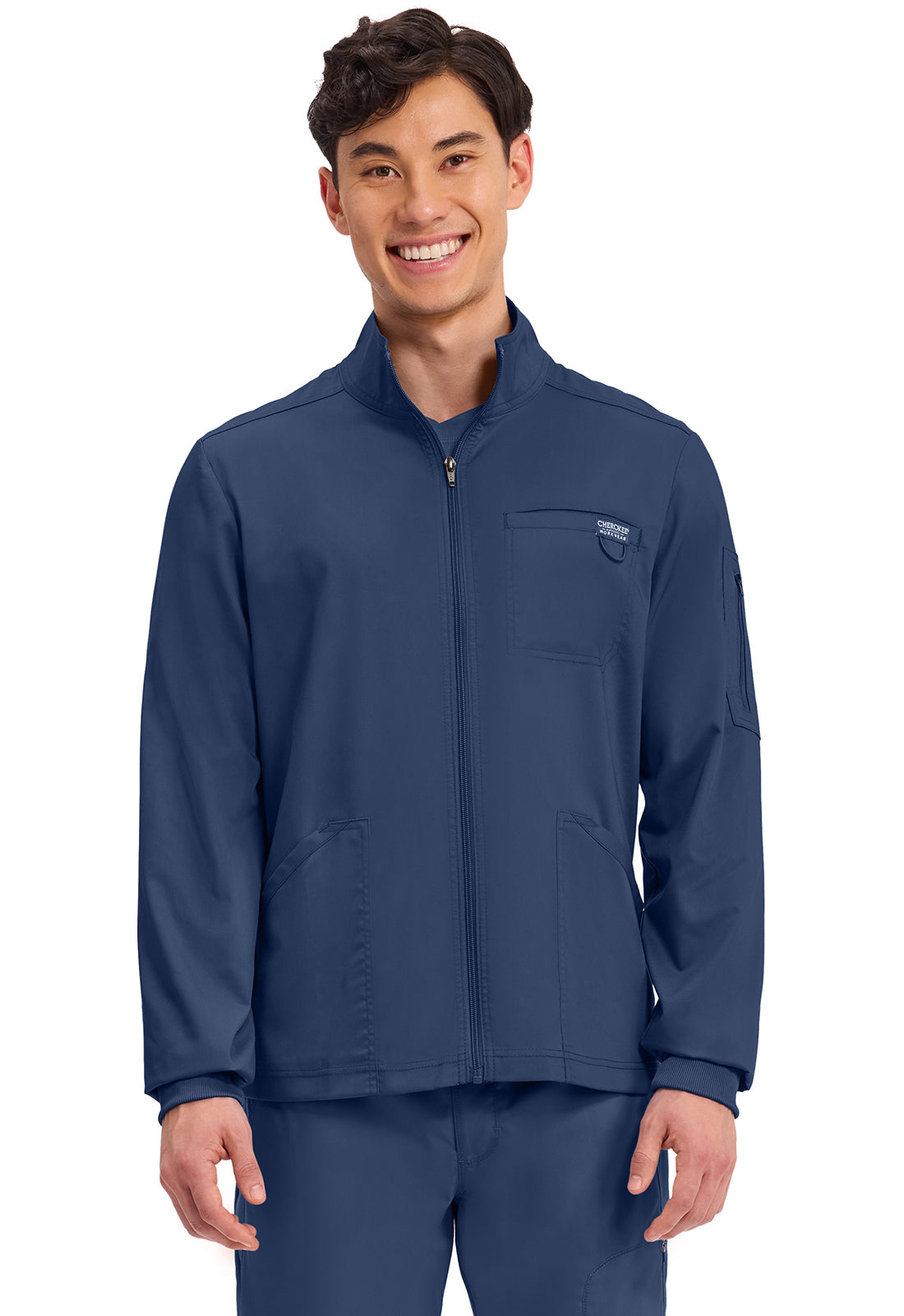 Cherokee Workwear Revolution Mens Zip Front Scrub Jacket
