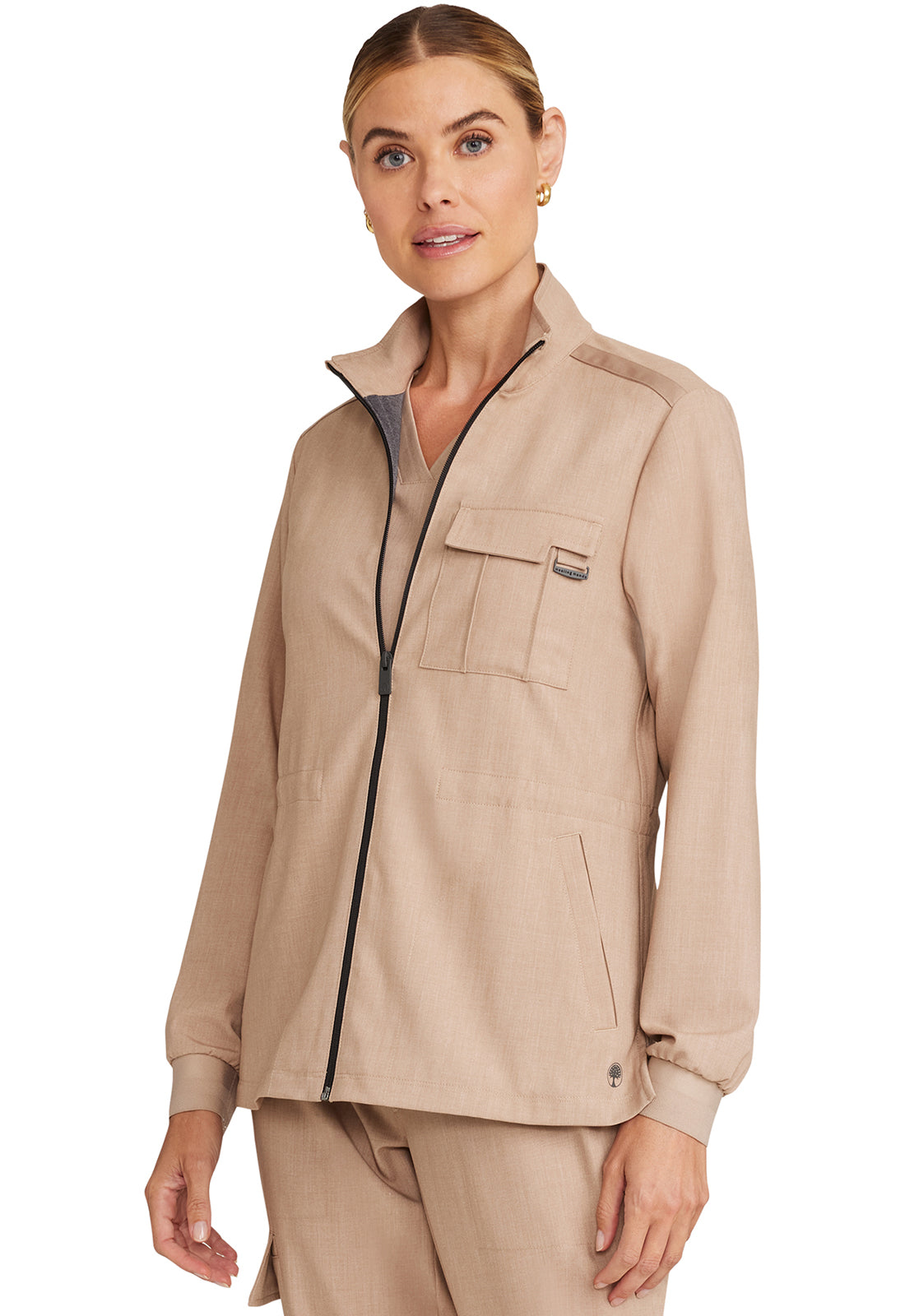 Chaqueta médica utilitaria con cremallera frontal Healing Hands Quest