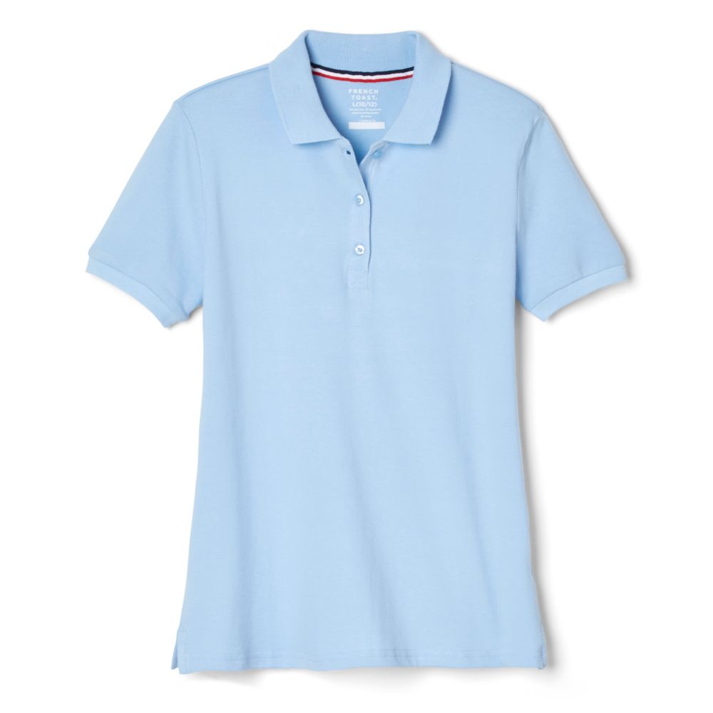 French Toast Womens Short Sleeve Stretch Pique Polo with Science and Medicine Logo