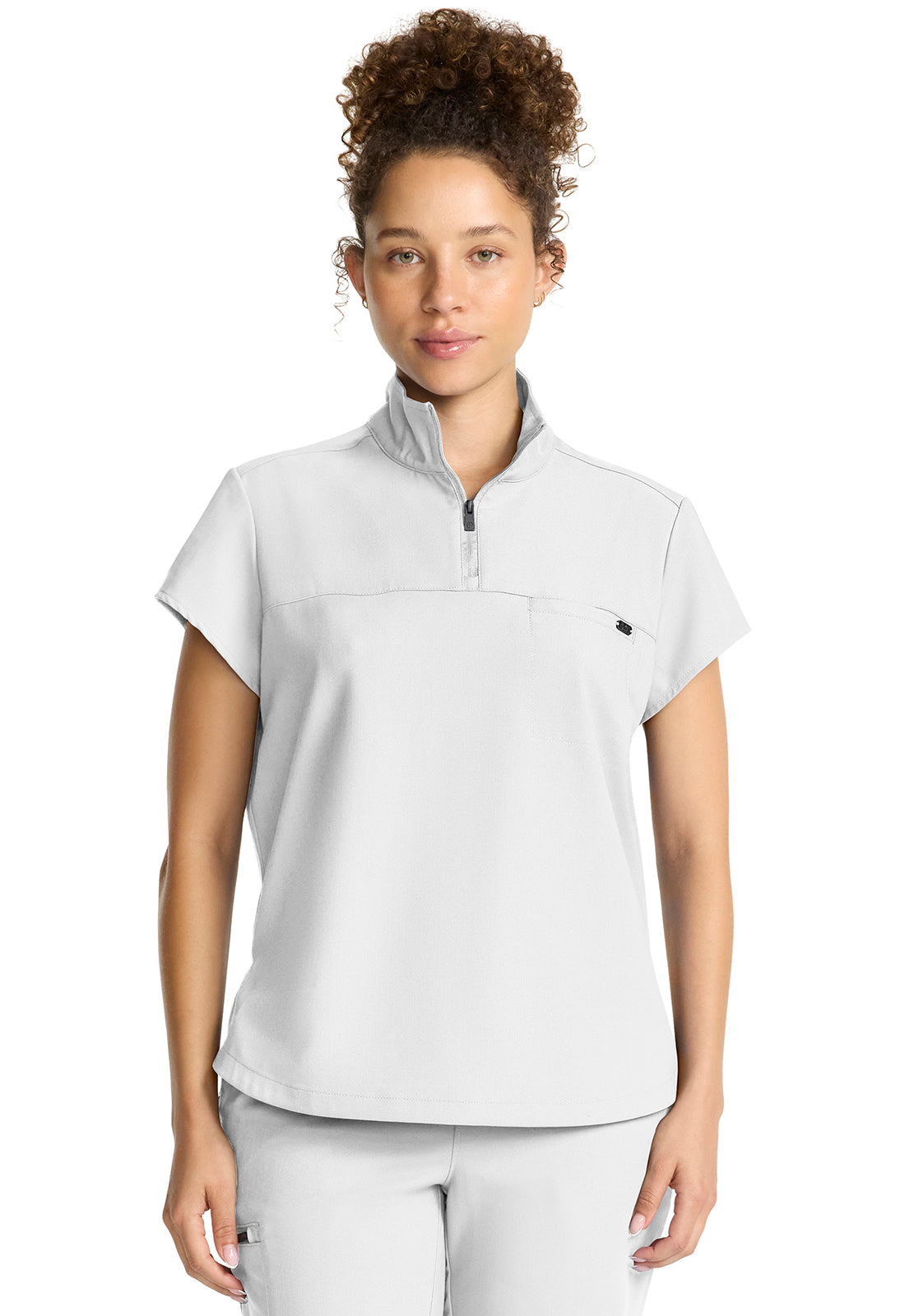 Healing Hands Quest Bella Partial Zip Stand Collar Tuck In Scrub Top
