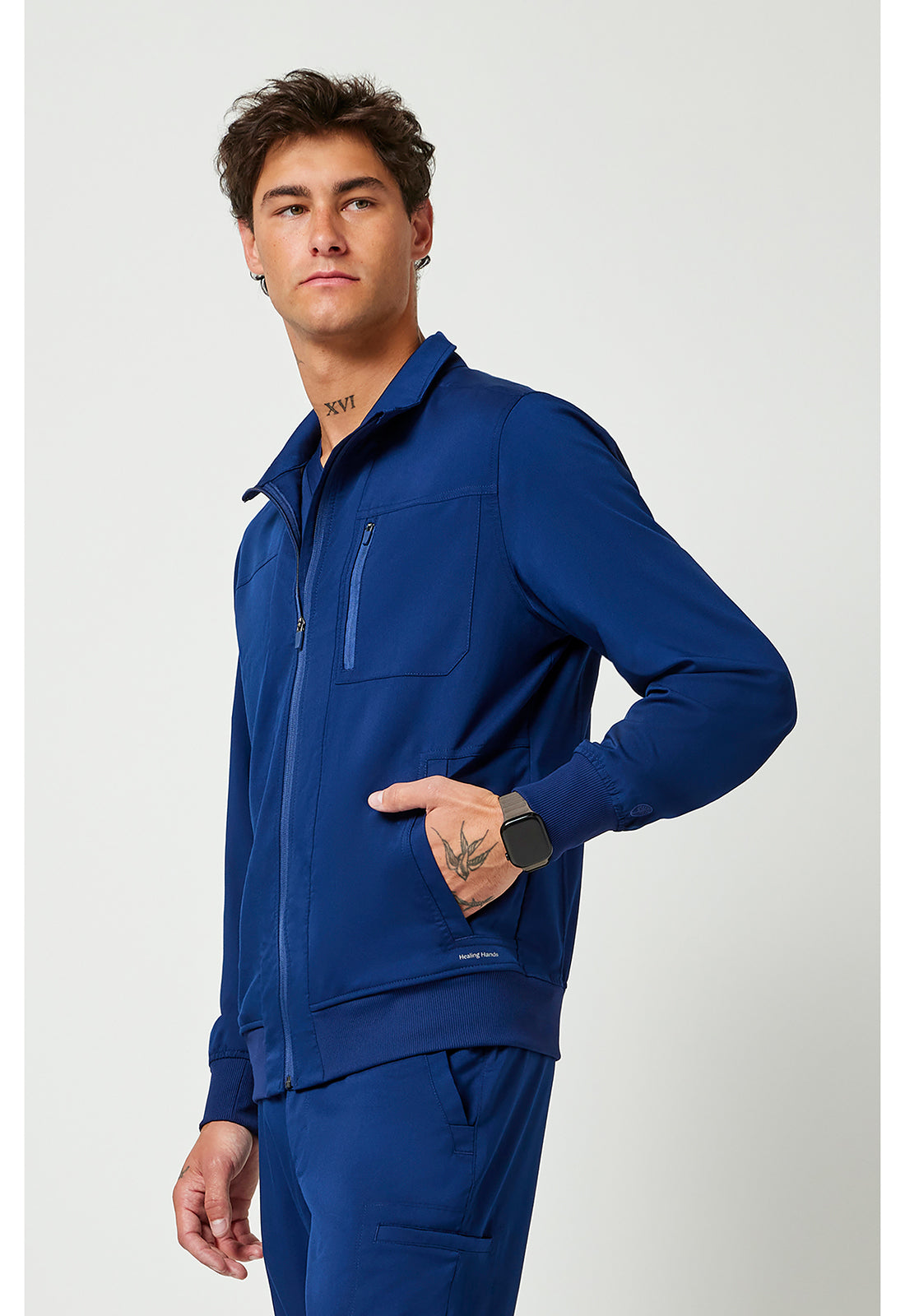 Veste de bloc opératoire Jonathan pour homme, collection Healing Hands Purple Label