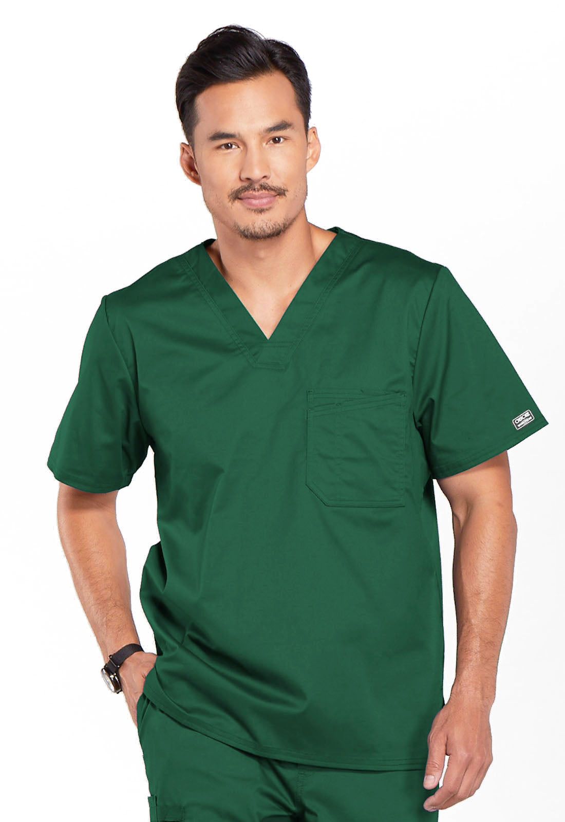 Haut de travail Cherokee Workwear Core Stretch pour homme, col en V, une poche, à rentrer dans le pantalon