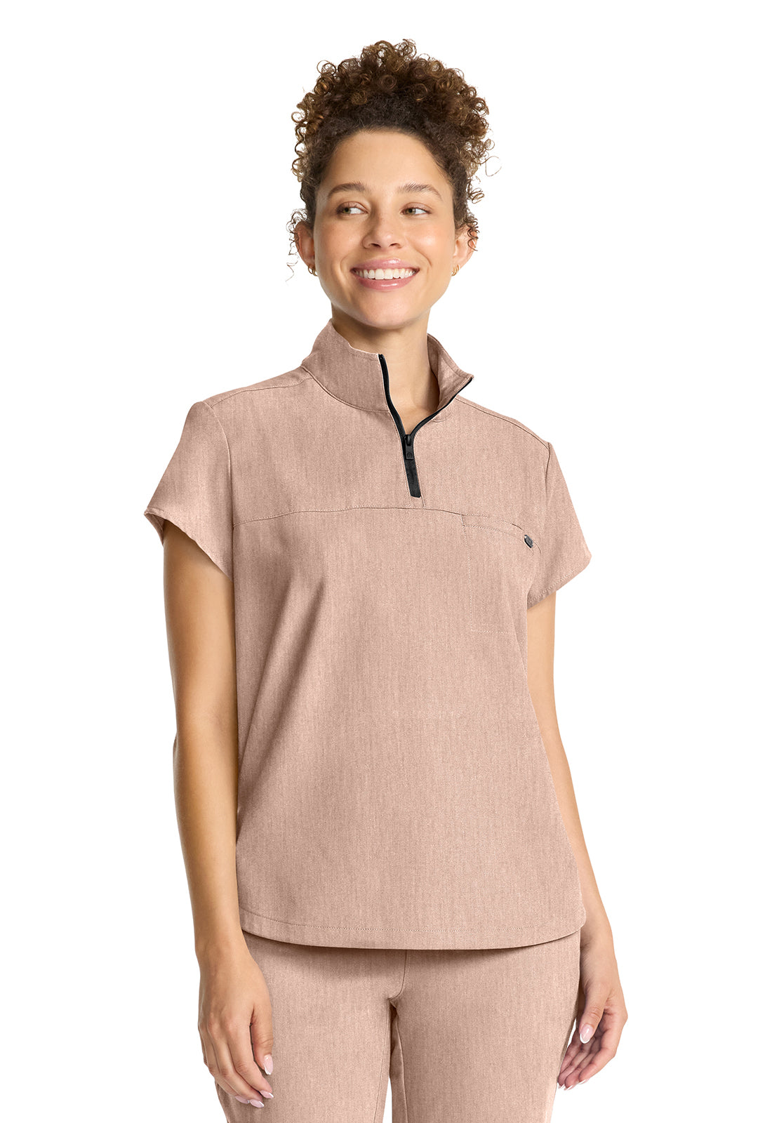 Healing Hands Quest Bella Partial Zip Stand Collar Tuck In Scrub Top