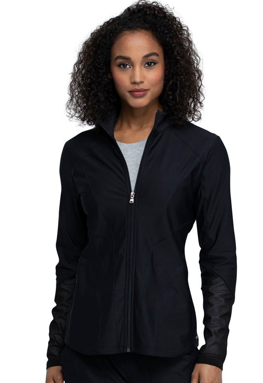 Cherokee Form Zip Front Mesh Scrub Jacket