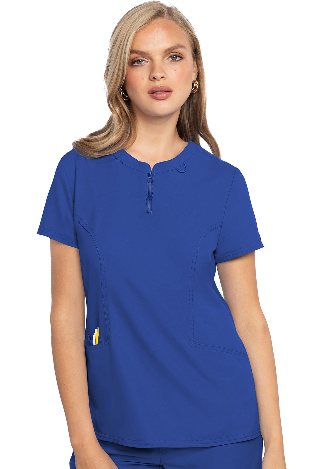 Med Couture Insight Zip Front Henley Scrub Top