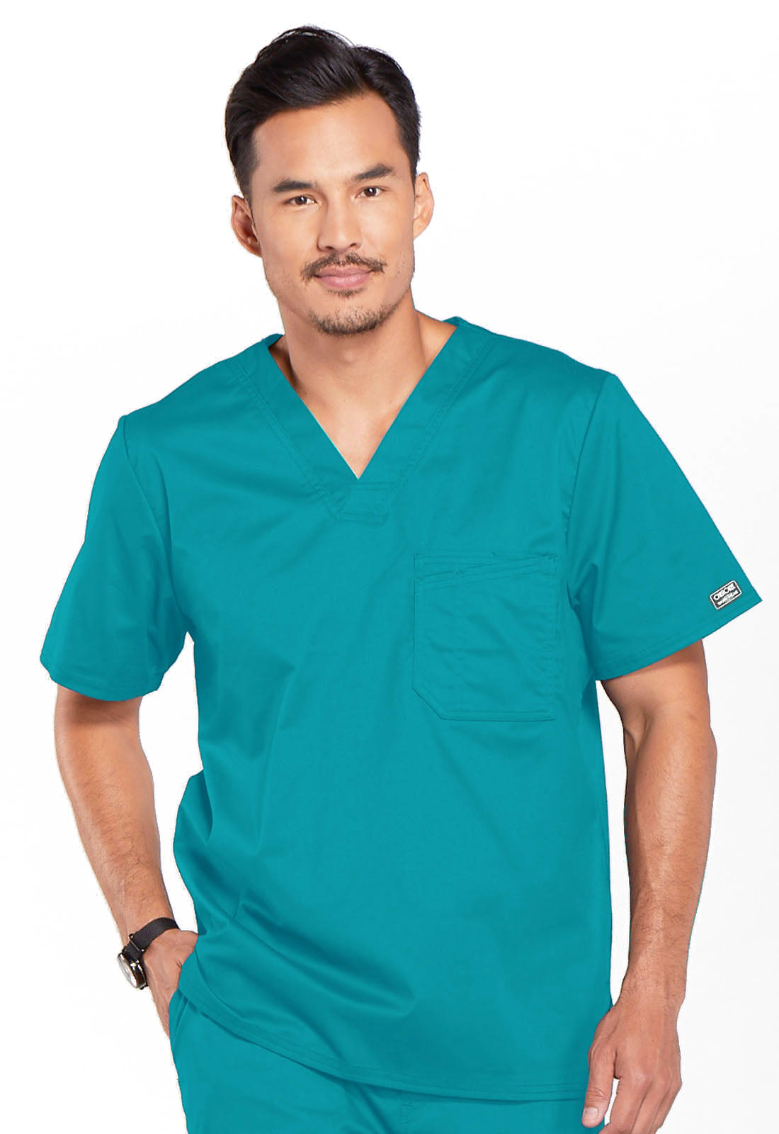 Haut de travail Cherokee Workwear Core Stretch pour homme, col en V, une poche, à rentrer dans le pantalon