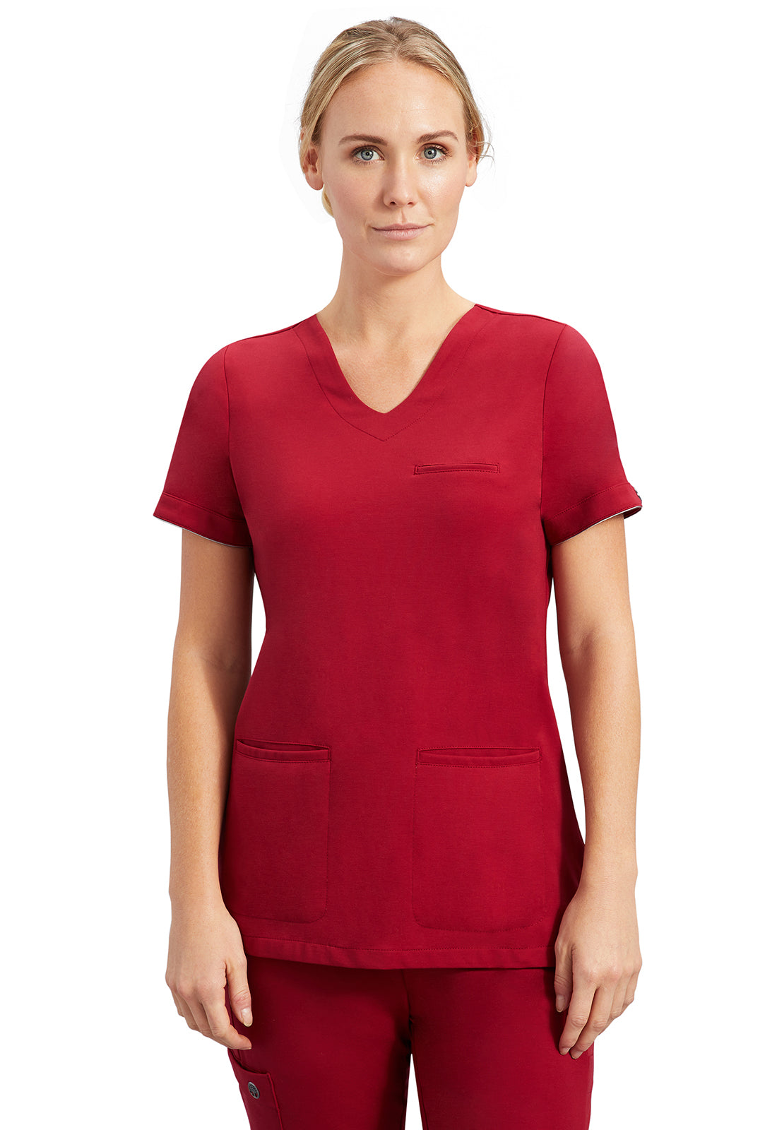 Blusa médica Healing Hands Onyx Maple Red Averie en liquidación
