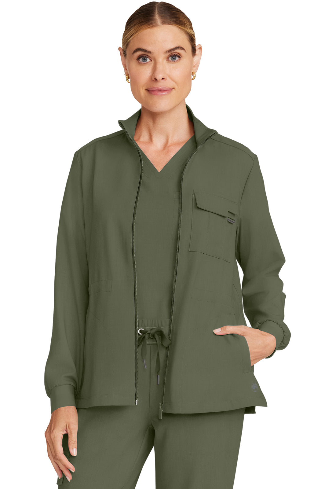 Chaqueta médica utilitaria con cremallera frontal Healing Hands Quest