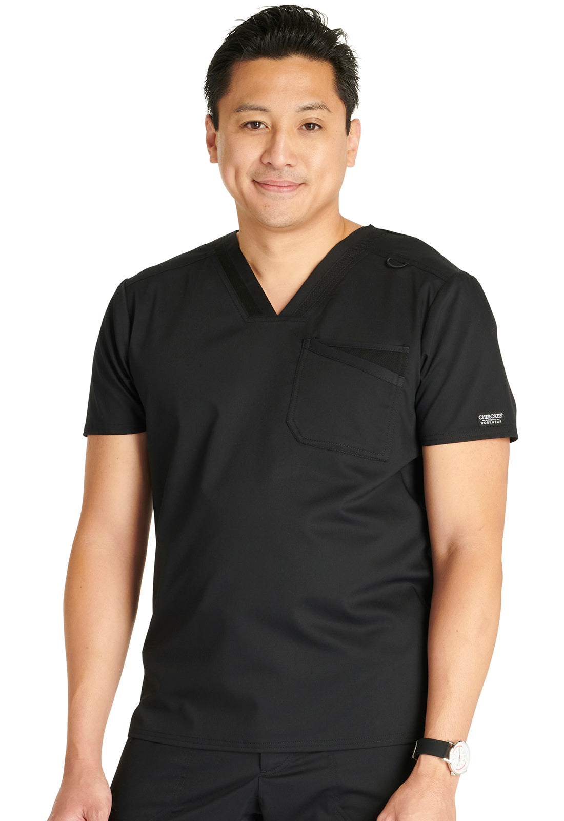 Cherokee Workwear Revolution - Camiseta médica con cuello en V y un bolsillo para hombre