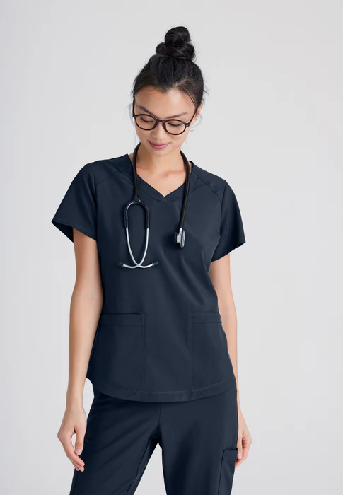 Grey's Anatomy Evolve Stretch Rhythm 2-Pocket Piped V-Neck Scrub Top