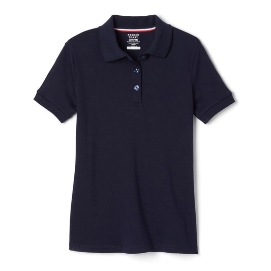 French Toast Girls Plus Short Sleeve Interlock Polo with Picot Collar