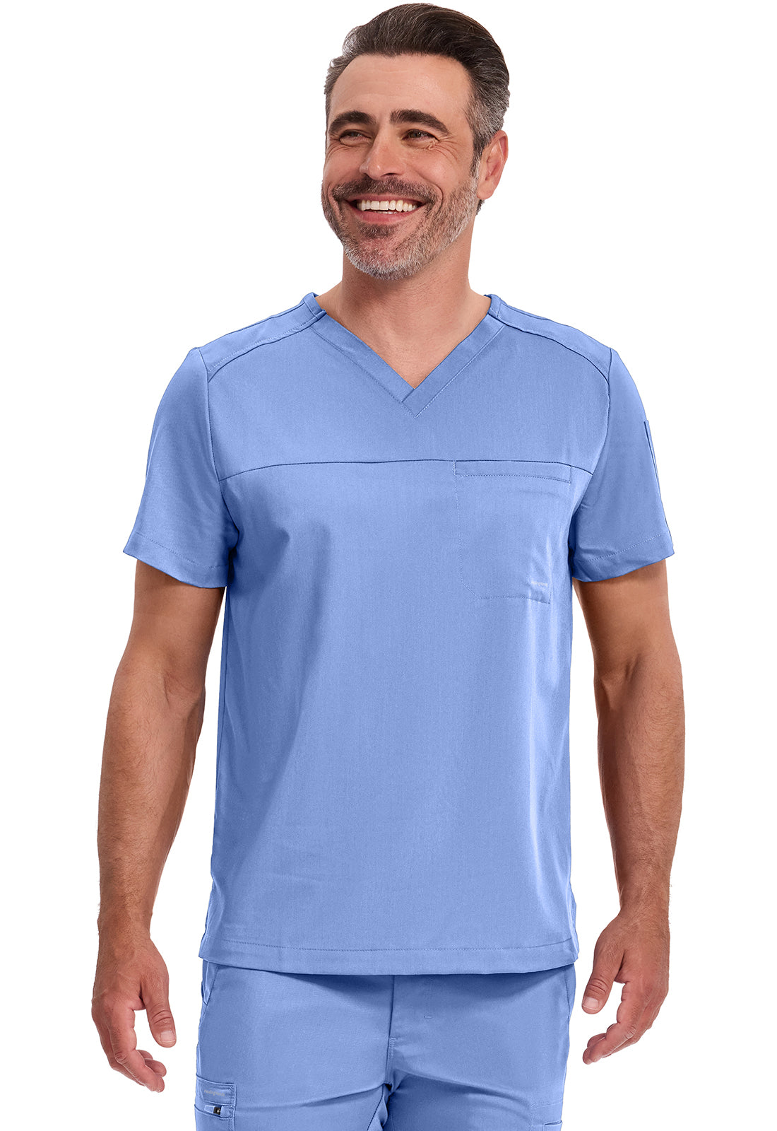 Blusa médica Justin de un bolsillo con solapa para hombre, de Healing Hands Purple Label