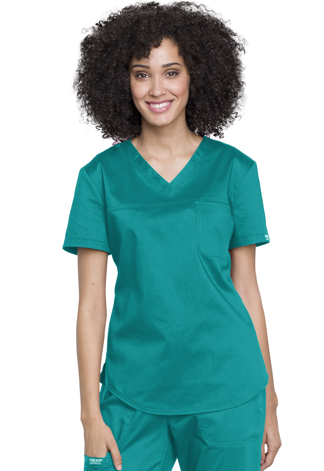 Cherokee Workwear Revolution - Blusa médica con cuello en V y un bolsillo