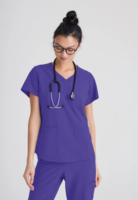 Grey's Anatomy Evolve Stretch Rhythm 2-Pocket Piped V-Neck Scrub Top