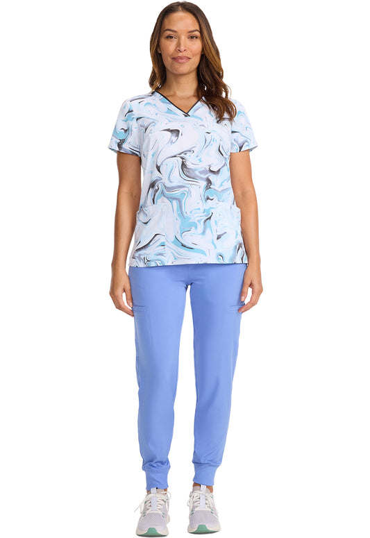 Healing Hands Purple Label Washed Marble Printed Amanda Scrub Top