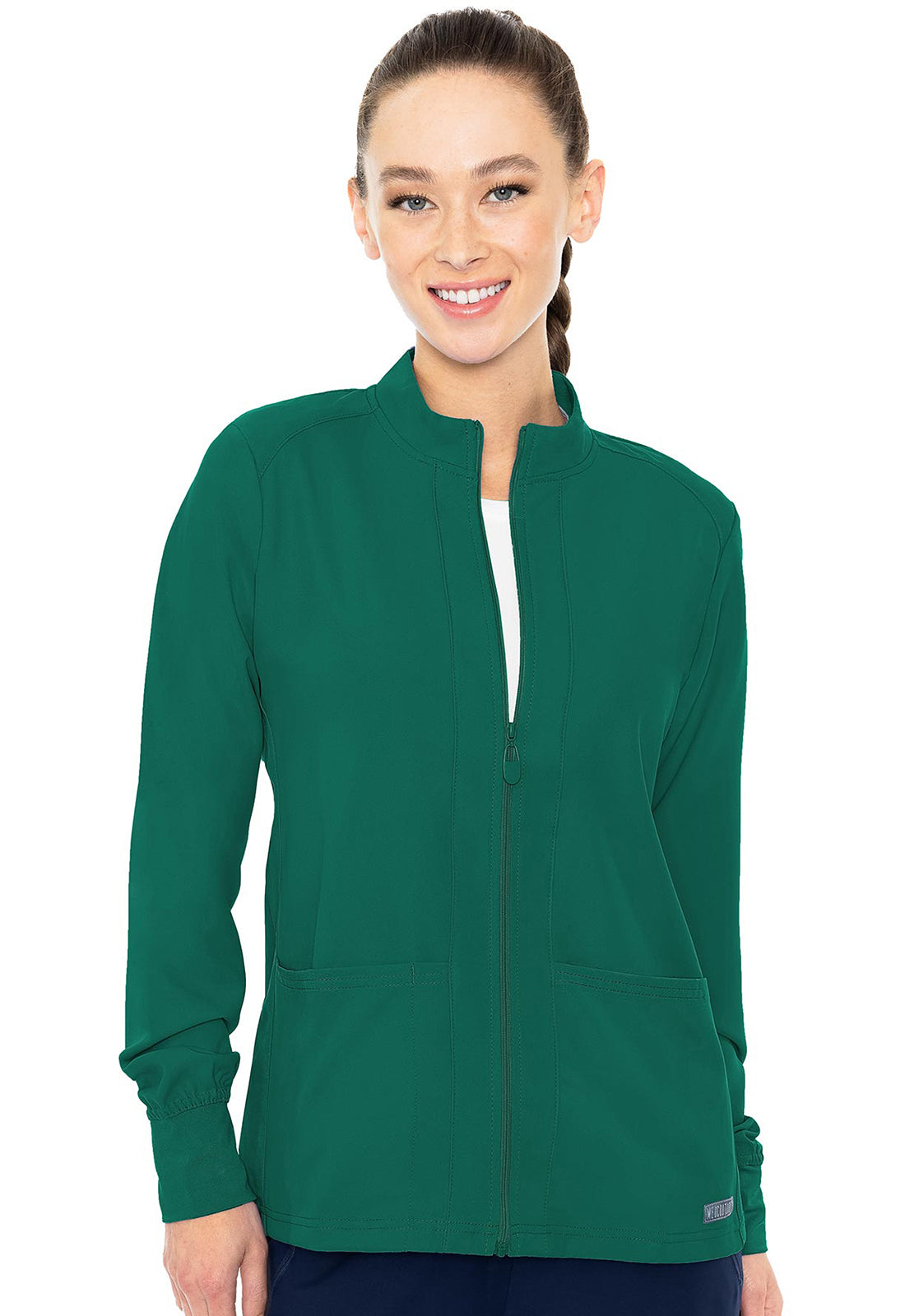 Med Couture Insight Zip Front Warm-Up With Shoulder Yokes Scrub Jacket