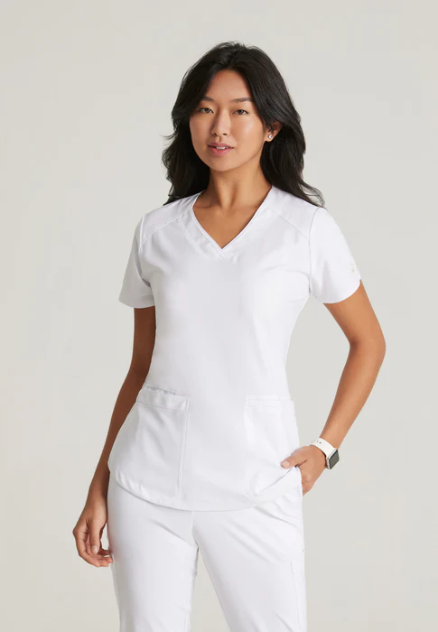 Grey's Anatomy Evolve Stretch Rhythm 2-Pocket Piped V-Neck Scrub Top