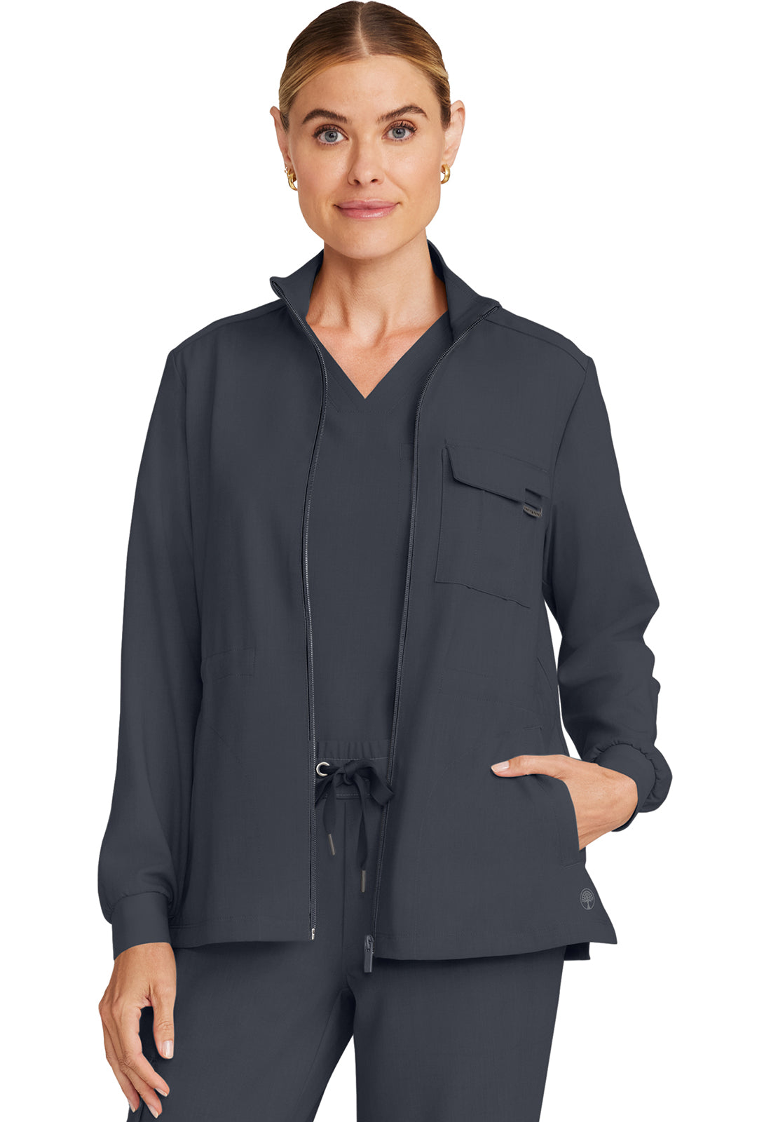 Chaqueta médica utilitaria con cremallera frontal Healing Hands Quest