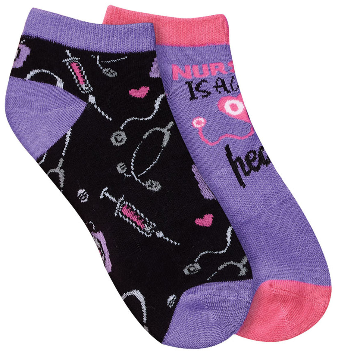 Cherokee Legwear 2 Pairs of Work of Heart Socks & Retractable Badge Reel Set