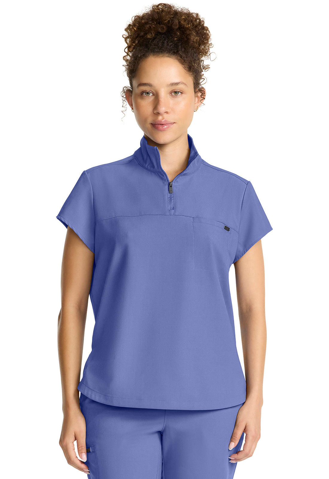 Healing Hands Quest Bella Partial Zip Stand Collar Tuck In Scrub Top