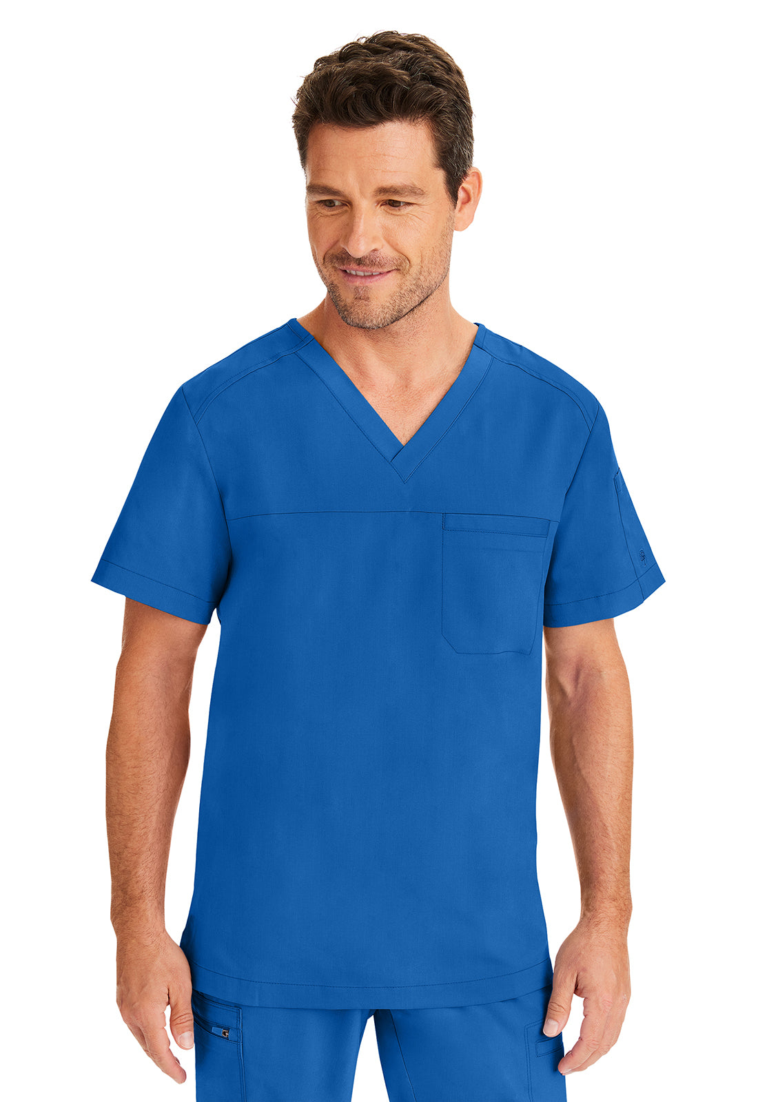 Blusa médica Justin de un bolsillo con solapa para hombre, de Healing Hands Purple Label