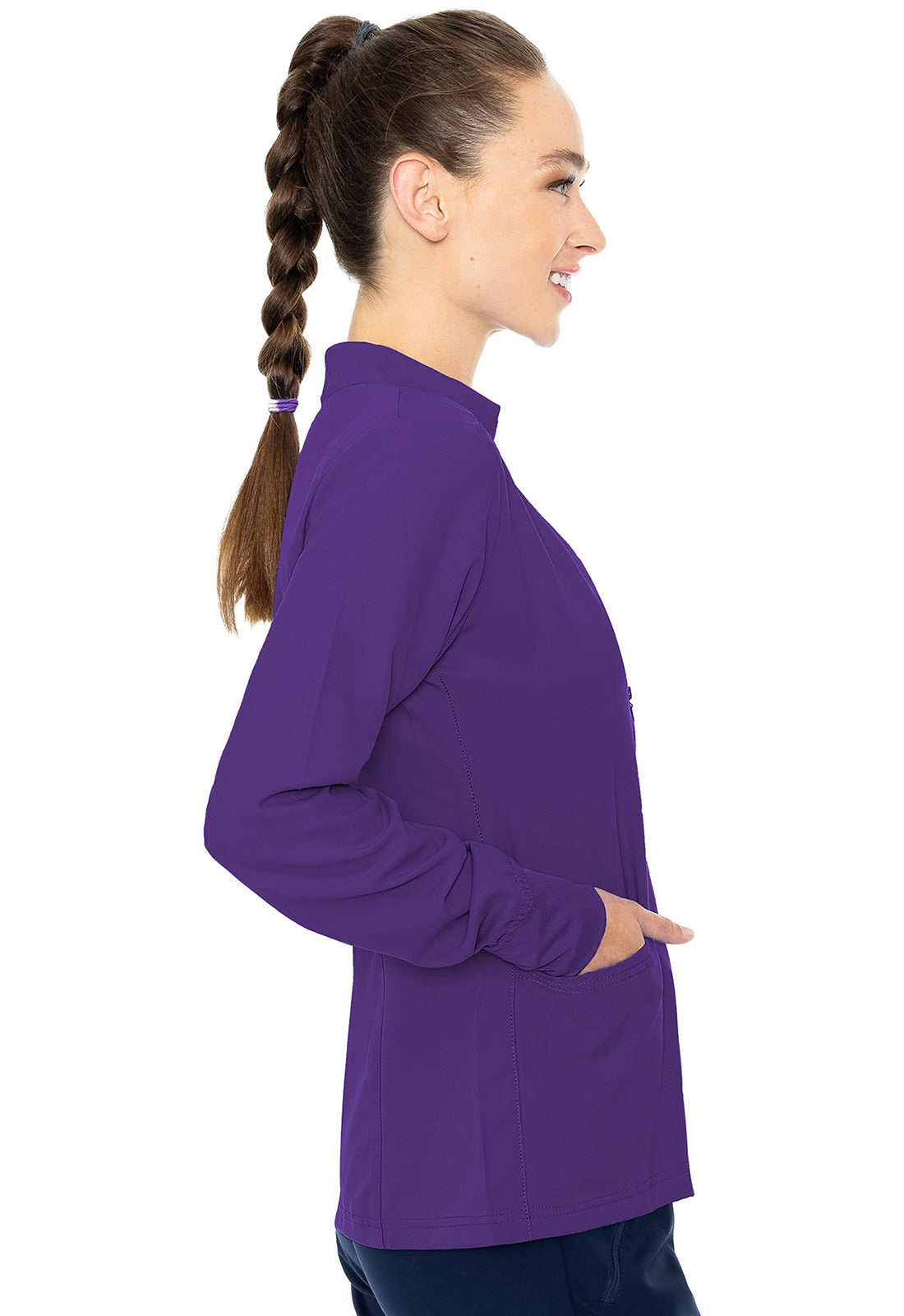 Med Couture Insight Zip Front Warm-Up With Shoulder Yokes Scrub Jacket