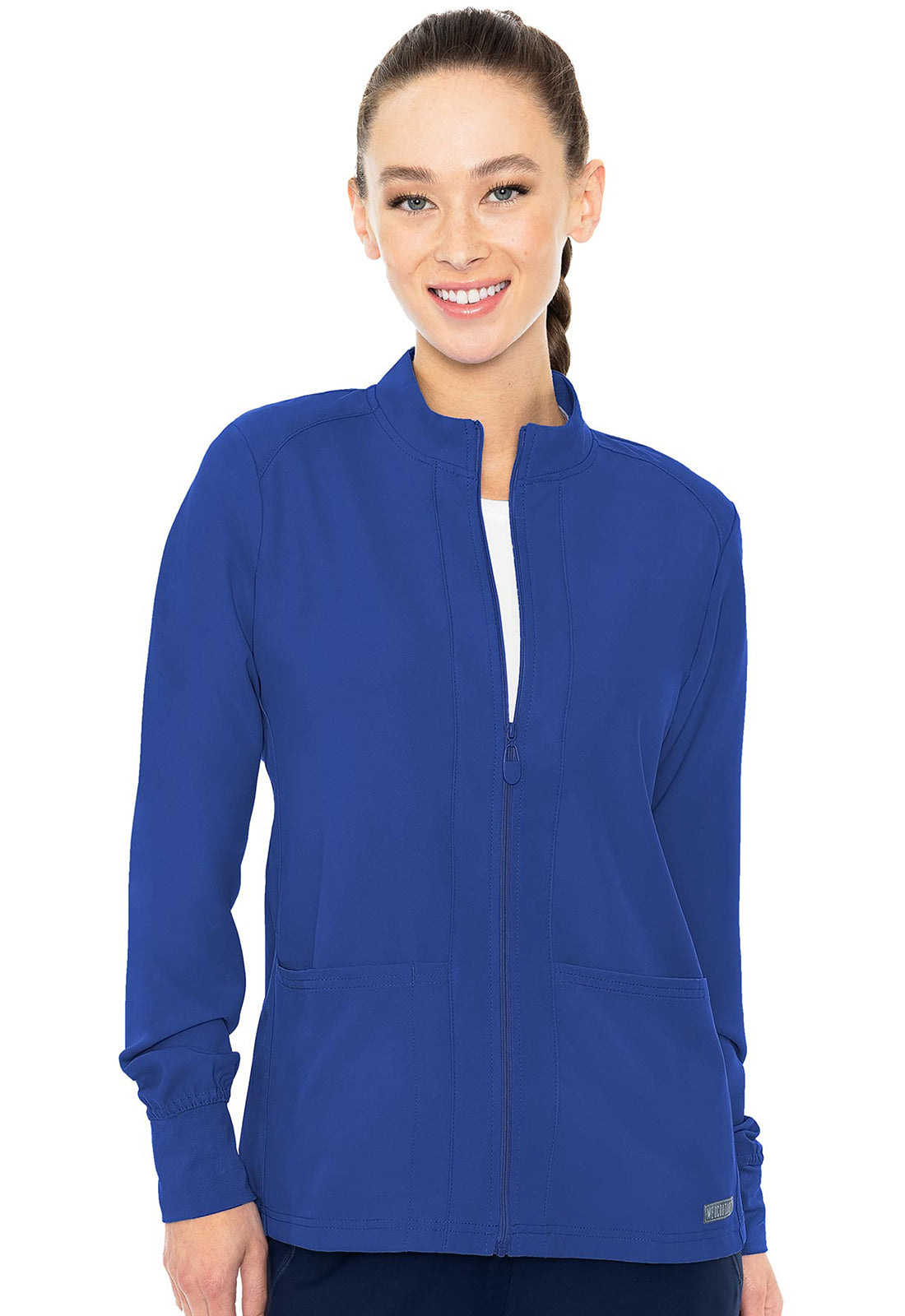 Med Couture Insight Zip Front Warm-Up With Shoulder Yokes Scrub Jacket