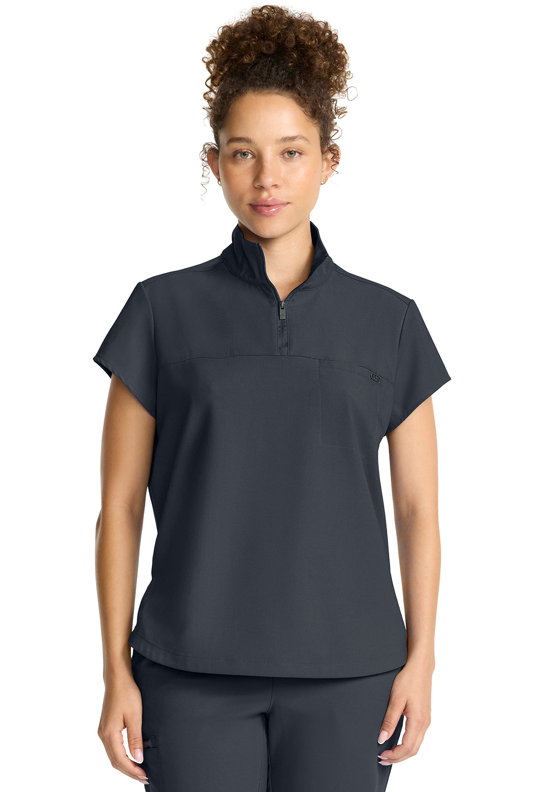 Healing Hands Quest Bella Partial Zip Stand Collar Tuck In Scrub Top